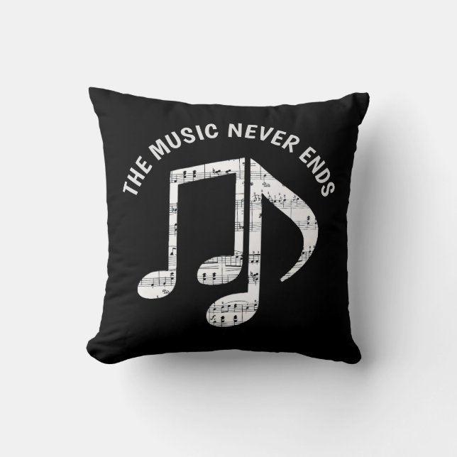 Zwarte Muzieknoten Kussen (Voorkant)