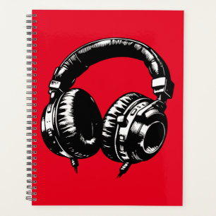 Zwarte Muzieks Headphones DJ Muziekinstrumenten Planner