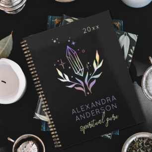 Zwarte mystieke holografische Spirituele kristalle Planner