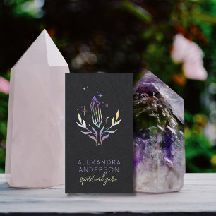 Zwarte mystieke holografische Spirituele kristalle Visitekaartje