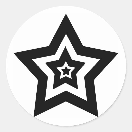 Zwarte n Witte sterren Ronde Sticker (Voorkant)
