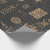 Zwarte  naaigoopjes cadeaupapier (Hoek)