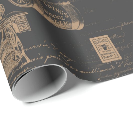 Zwarte  naaigoopjes cadeaupapier (Rol Hoek)