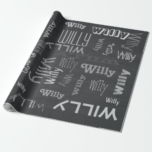 Zwarte Naam Collage 🎁 Geweldige Woordwolk Fun Fab Cadeaupapier