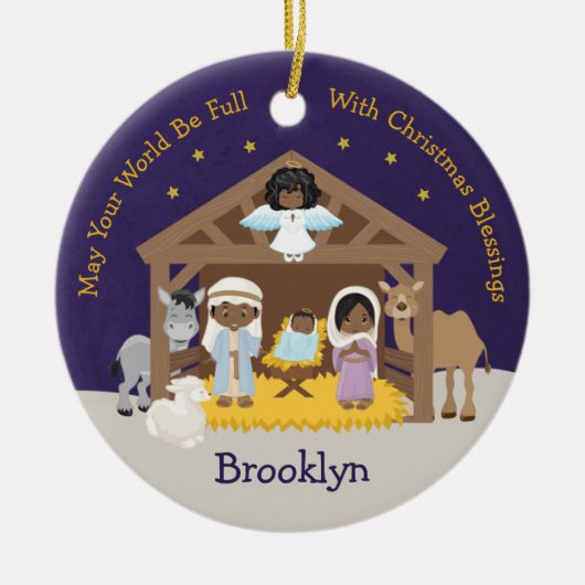 Zwarte nativiteitsscène keramisch ornament (Voorkant)