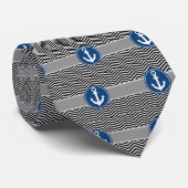 Zwarte Nautical Anchor Chevron Stropdas (Opgerold)