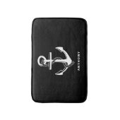 Zwarte nautische anker gepersonaliseerde badmat (Voorkant Verticaal)