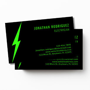 Zwarte Neon Groene Bliksemflits Aangepaste Elektro Visitekaartje