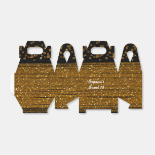 Zwarte Nep Gebruinde Gouden Glitter Favor Dozen Bedankdoosjes