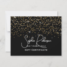 Zwarte & Nep Gouden Glitter Cadeaubon Card