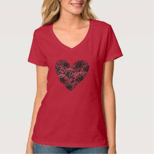 Zwarte nepsierhart bloem t-shirt