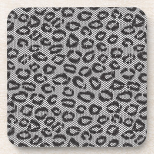 Zwarte netzijde met luipaard op wit drankjes onderzetter