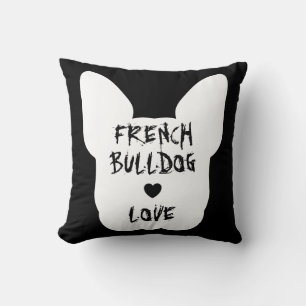Zwarte neus liefde Gezicht Abstract Franse Bulldog Kussen
