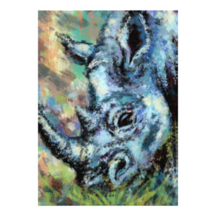 Zwarte neushoorn graast in savanne foto print teke afdruk