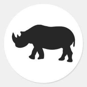 Zwarte neushoorn illustratie ronde sticker