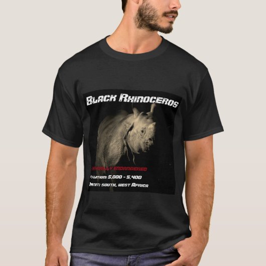 zwarte neushoorn t-shirt (Voorkant)