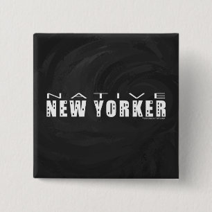 Zwarte New Yorker van geboorte Vierkante Button 5,1 Cm