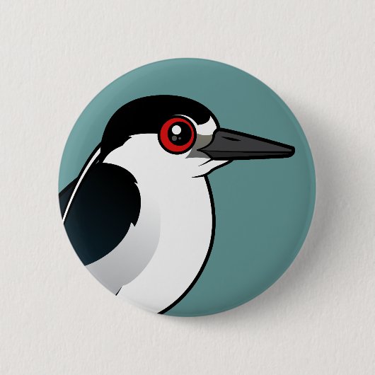 Zwarte Night Heron Ronde Button 5,7 Cm (Voorkant)