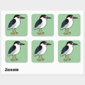 Zwarte Night Heron Vierkante Sticker (Vel)