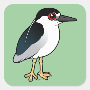 Zwarte Night Heron Vierkante Sticker