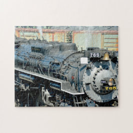 Zwarte Nikel Bord Road 765 Stoomlocomotief Trein Legpuzzel