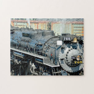 Zwarte Nikel Bord Road 765 Stoomlocomotief Trein Legpuzzel