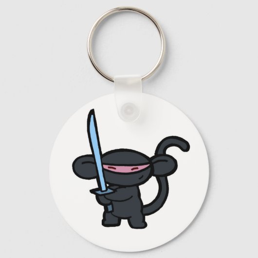 Zwarte Ninja met zwaard- Geen woorden Sleutelhanger (Voorkant)