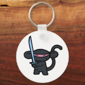 Zwarte Ninja met zwaard- Geen woorden Sleutelhanger (Voorkant)