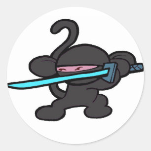 Zwarte Ninja op wacht Ronde Sticker