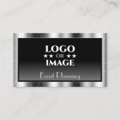 Zwarte Noble Silver Lijst Gradiënt met Logo Luxe Visitekaartje (Voorkant)