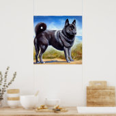 Zwarte Noorse Elkhound Dog Poster (Keuken)