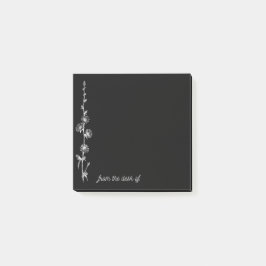 Zwarte notities met bossen witte vintage bloemen post-it® notes