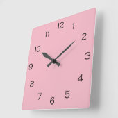 Zwarte nummers op roze wcn vierkante klok (Hoek)