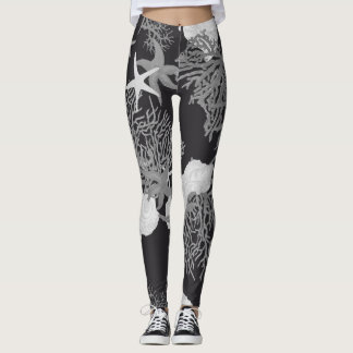 Zwarte Oceaan Leggings Elegant Koraal & Shell Desi