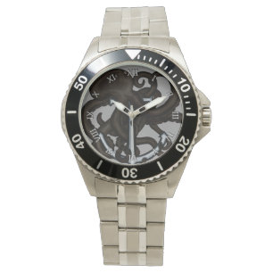 Zwarte octopus boven anker horloge