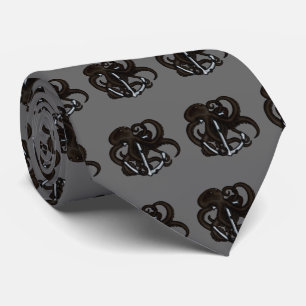Zwarte octopus boven anker stropdas