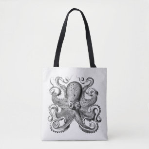 Zwarte octopus illustratie door Ernst Haeckel Draagtas