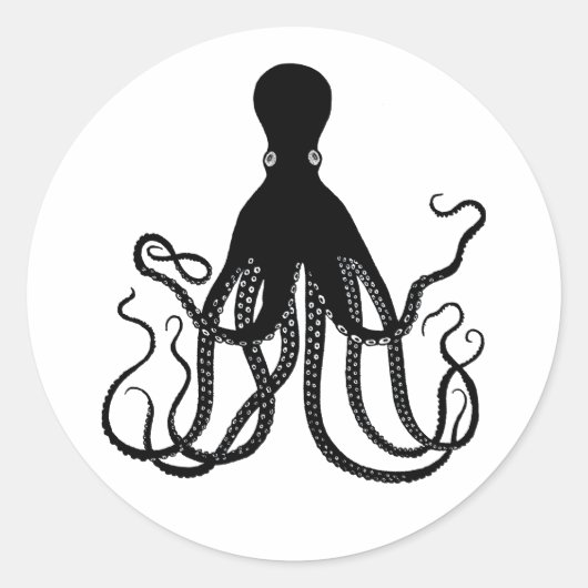 Zwarte Octopus Sticker (Voorkant)