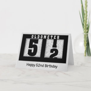 Zwarte Odometer voor de 52e verjaardag Kaart