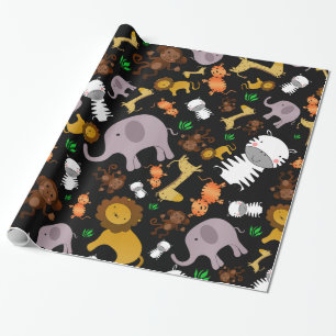 Zwarte oerwouden safari cadeaupapier
