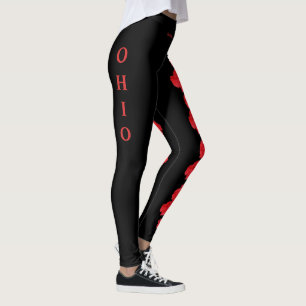 Zwarte ohio-staatscarlet Leggings van de anjer