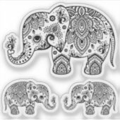 Zwarte olifant bloemenpaisley sticker (Voorkant)