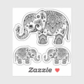 Zwarte olifant bloemenpaisley sticker (Vel)