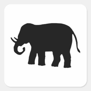 Zwarte olifant vierkante sticker