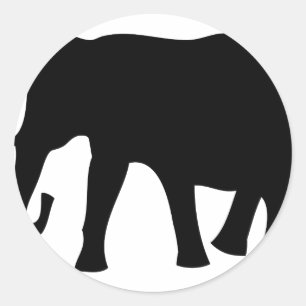 zwarte olifantenpictogram ronde sticker