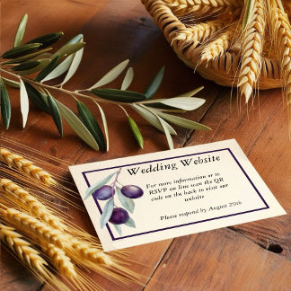 Zwarte Olijftak Aquarel QR Code Omhulsel Informatiekaartje