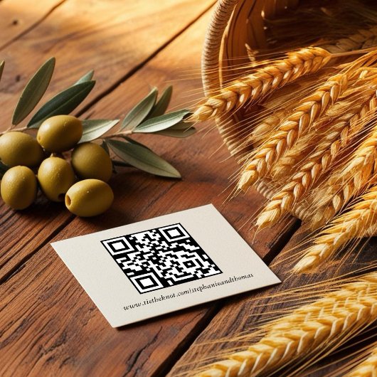 Zwarte Olijftak Aquarel QR Code Omhulsel Informatiekaartje