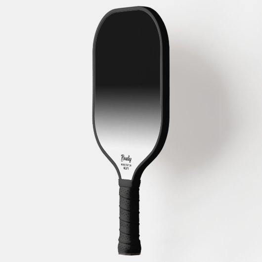 Zwarte Ombre Gradiënt Aangepaste Tekst Naam Cool Pickleball Paddle (Links)