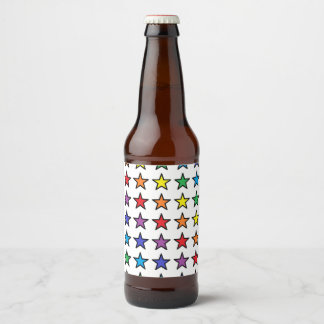 Zwarte Omrande Regenboogsterren Koeler Bier Etiket