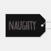 Zwarte Ondeugende Kerstvakantie Cadeaulabel (Voorkant (Horizontaal))